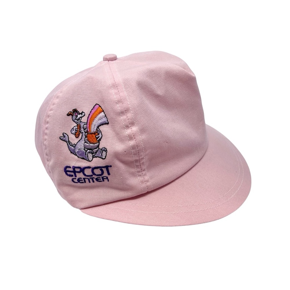 Vintage Disney Epcot Center Figment Pink Hat 1980s Embroidered Rainbow